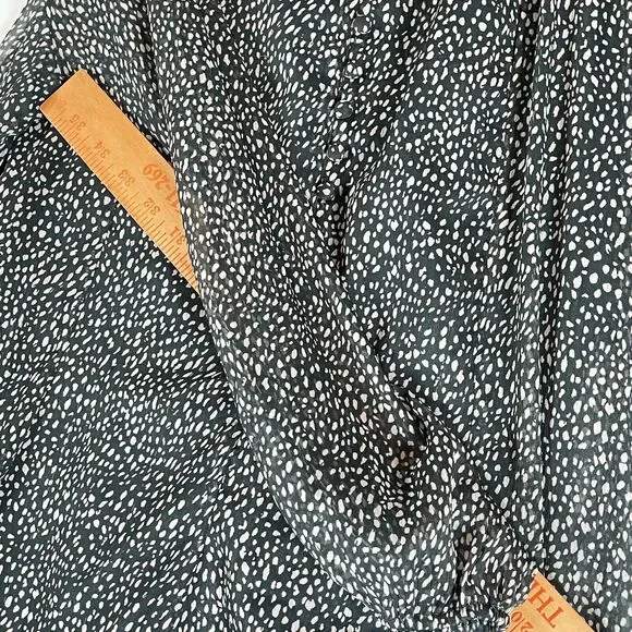 Joie Green Animal Print Short Dress Balloon Sleeve Womens SIZE XL Tunic Ditsy - Picture 12 of 13